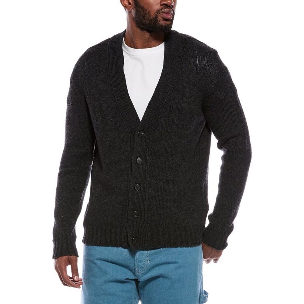 Palm Angels Mens Wool & Cashmere-Blend Cardigan, Grey